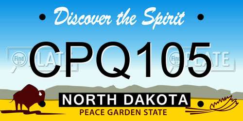 CPQ105 North Dakota License Plate
