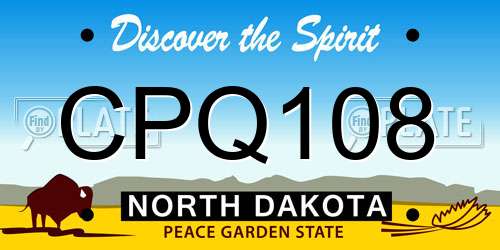 CPQ108 North Dakota License Plate
