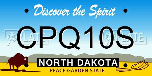 CPQ10S North Dakota License Plate