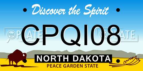 CPQI08 North Dakota License Plate