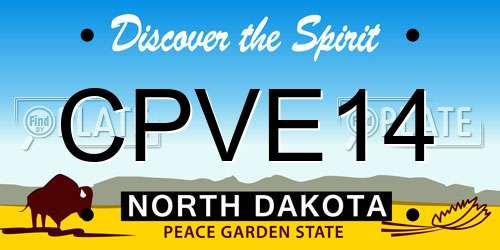 CPVE14 North Dakota License Plate