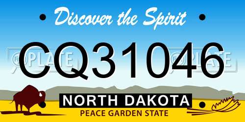 CQ31046 North Dakota License Plate