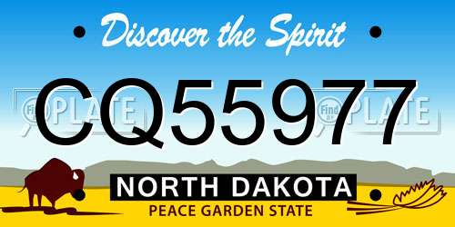 CQ55977 North Dakota License Plate