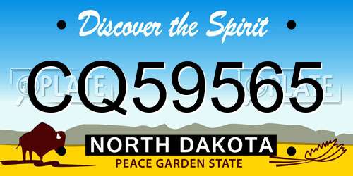 CQ59565 North Dakota License Plate