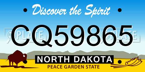 CQ59865 North Dakota License Plate