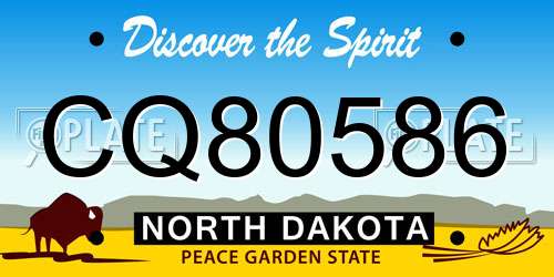 CQ80586 North Dakota License Plate