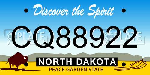 CQ88922 North Dakota License Plate