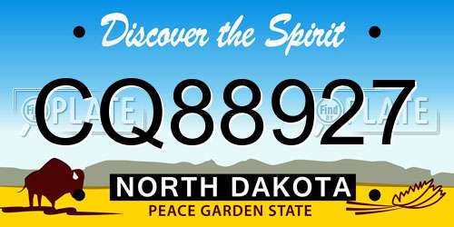 CQ88927 North Dakota License Plate