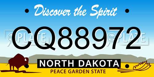 CQ88972 North Dakota License Plate
