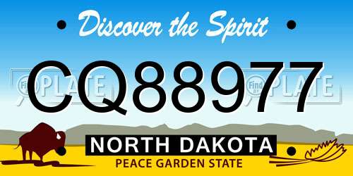 CQ88977 North Dakota License Plate