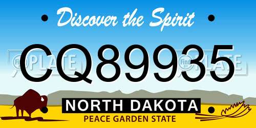 CQ89935 North Dakota License Plate