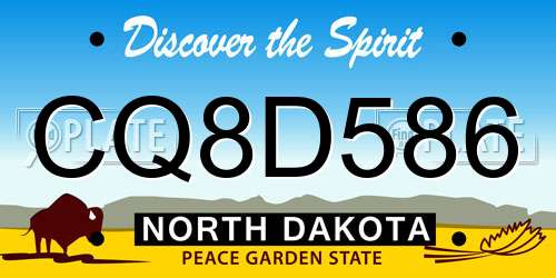 CQ8D586 North Dakota License Plate