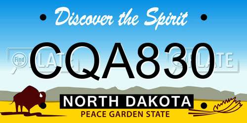 CQA830 North Dakota License Plate