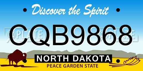 CQB9868 North Dakota License Plate