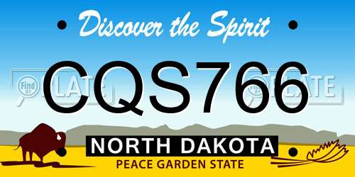 CQS766 North Dakota License Plate