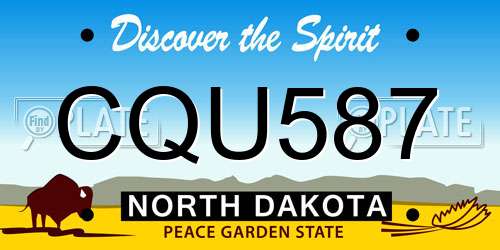 CQU587 North Dakota License Plate