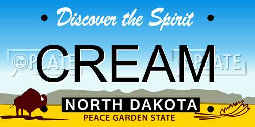 CREAM North Dakota License Plate