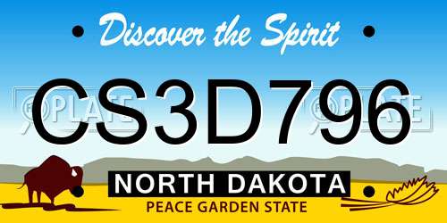 CS3D796 North Dakota License Plate