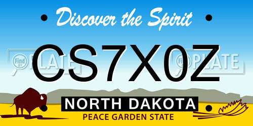 CS7X0Z North Dakota License Plate