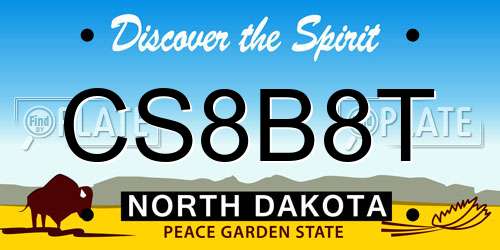 CS8B8T North Dakota License Plate