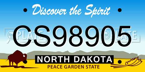 CS98905 North Dakota License Plate
