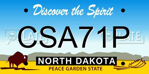 CSA71P North Dakota License Plate
