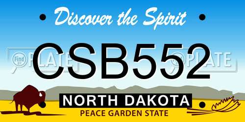 CSB552 North Dakota License Plate