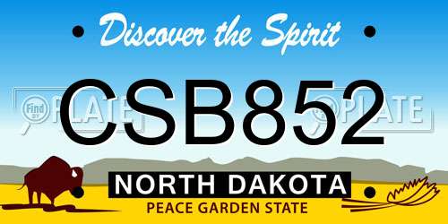 CSB852 North Dakota License Plate