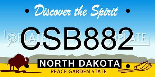 CSB882 North Dakota License Plate