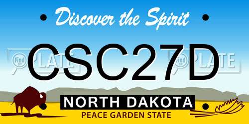 CSC27D North Dakota License Plate