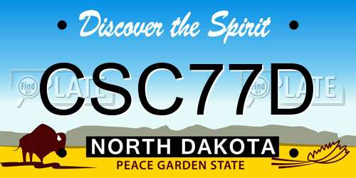 CSC77D North Dakota License Plate