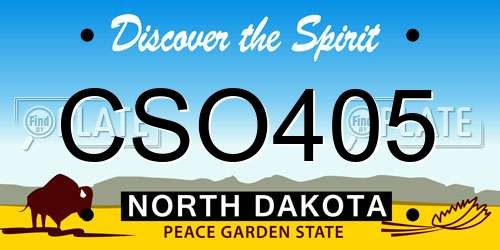 CSO405 North Dakota License Plate
