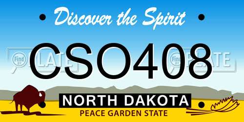 CSO408 North Dakota License Plate