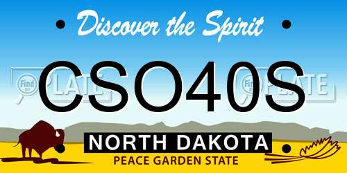 CSO40S North Dakota License Plate