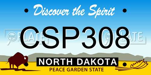 CSP308 North Dakota License Plate