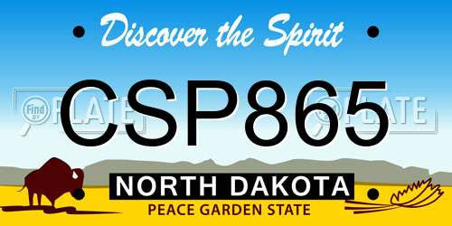 CSP865 North Dakota License Plate