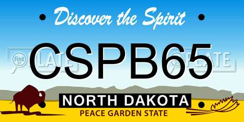 CSPB65 North Dakota License Plate