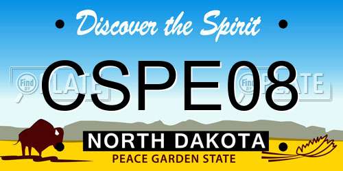 CSPE08 North Dakota License Plate
