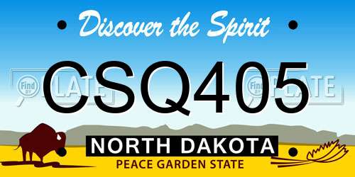 CSQ405 North Dakota License Plate
