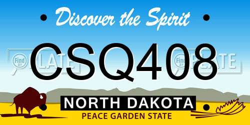 CSQ408 North Dakota License Plate