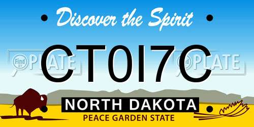 CT0I7C North Dakota License Plate