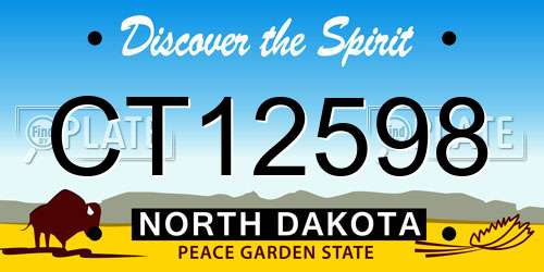 CT12598 North Dakota License Plate