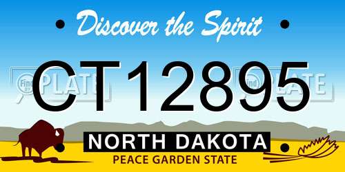 CT12895 North Dakota License Plate