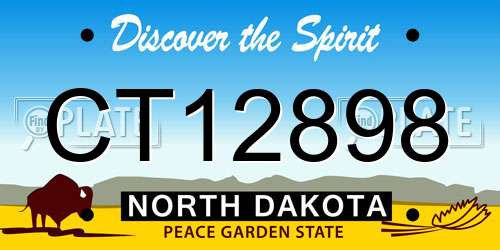 CT12898 North Dakota License Plate
