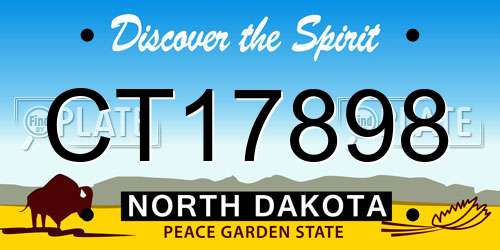 CT17898 North Dakota License Plate