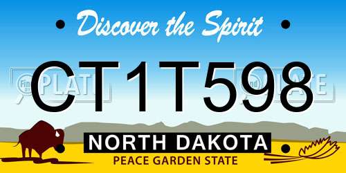 CT1T598 North Dakota License Plate
