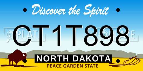 CT1T898 North Dakota License Plate