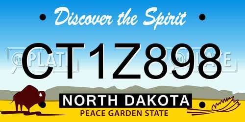 CT1Z898 North Dakota License Plate