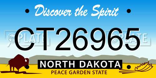CT26965 North Dakota License Plate