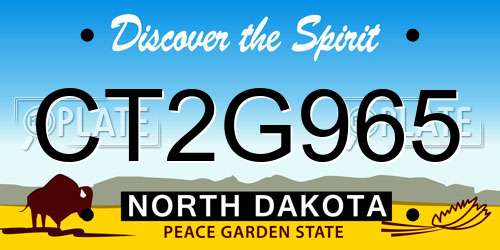 CT2G965 North Dakota License Plate